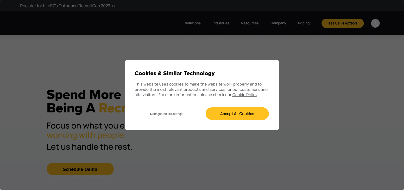 Screenshot of Hiretual Website