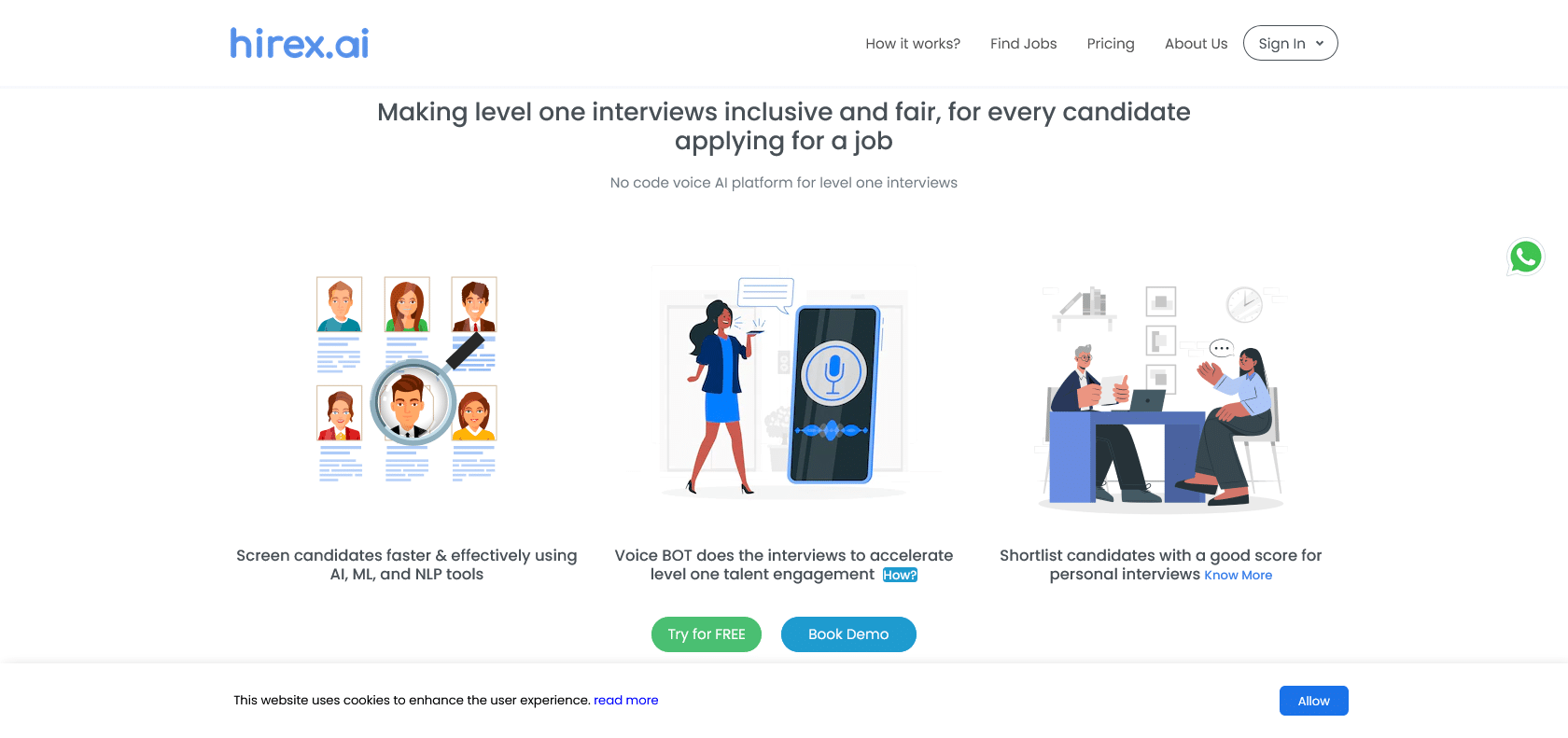 Screenshot of Hirex.ai Website