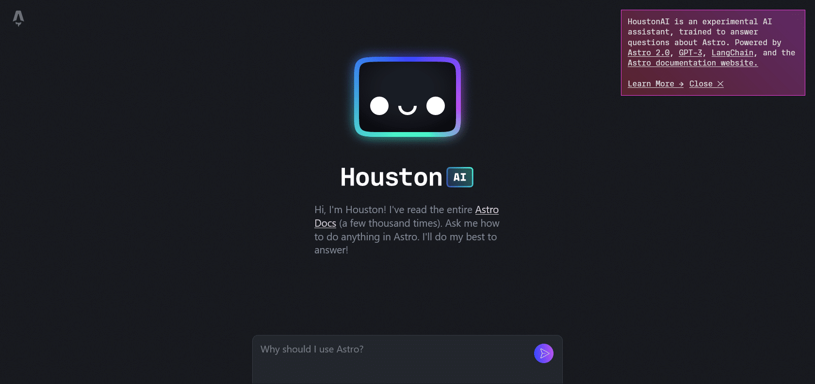 Screenshot of HoustonAI Website