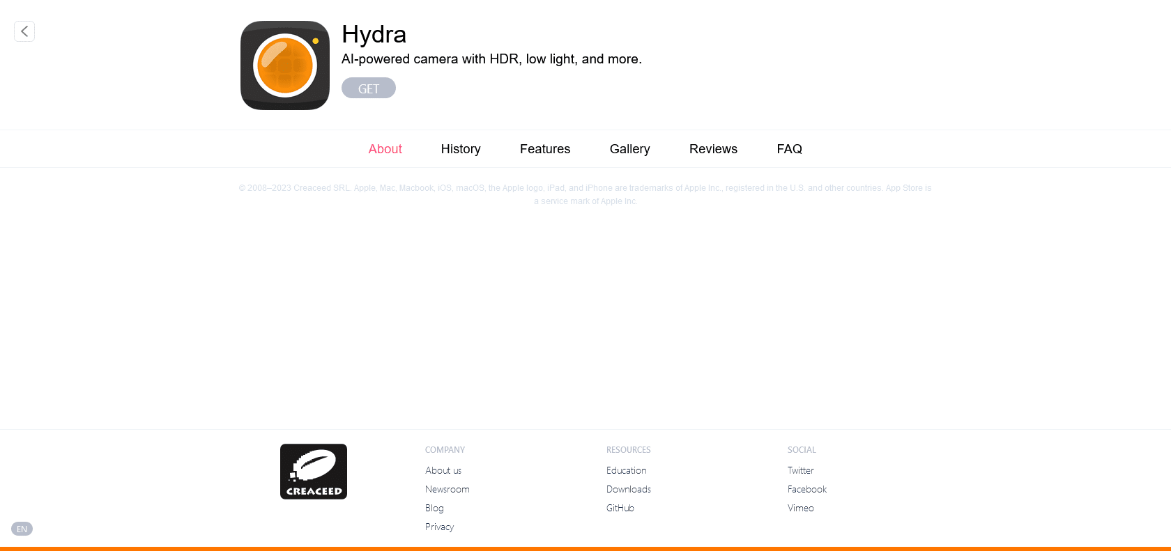 Screenshot of Hydra 2 Website