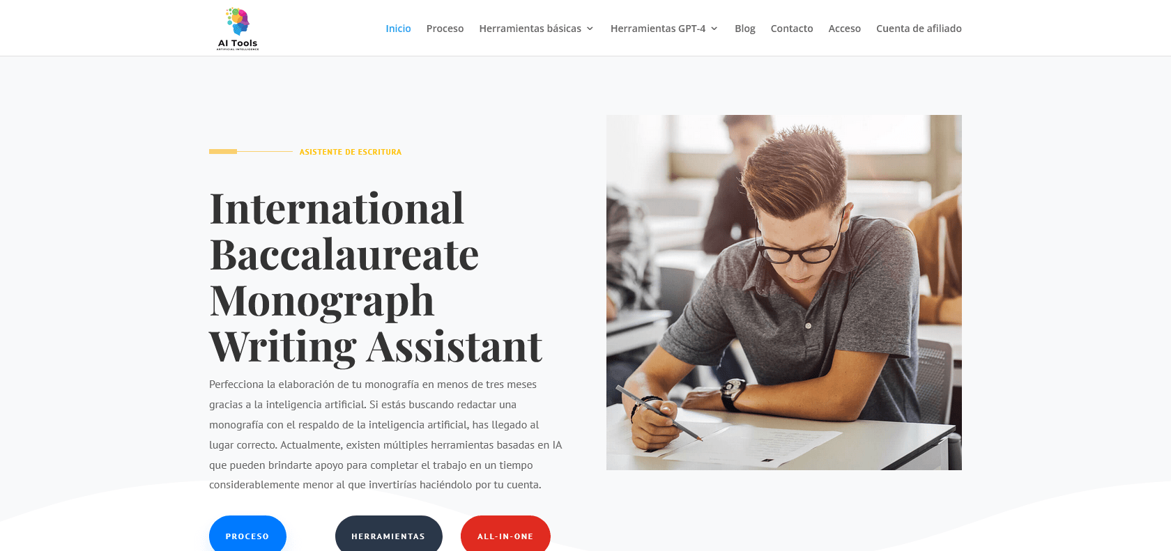 Screenshot of IB monograph Assistant Website