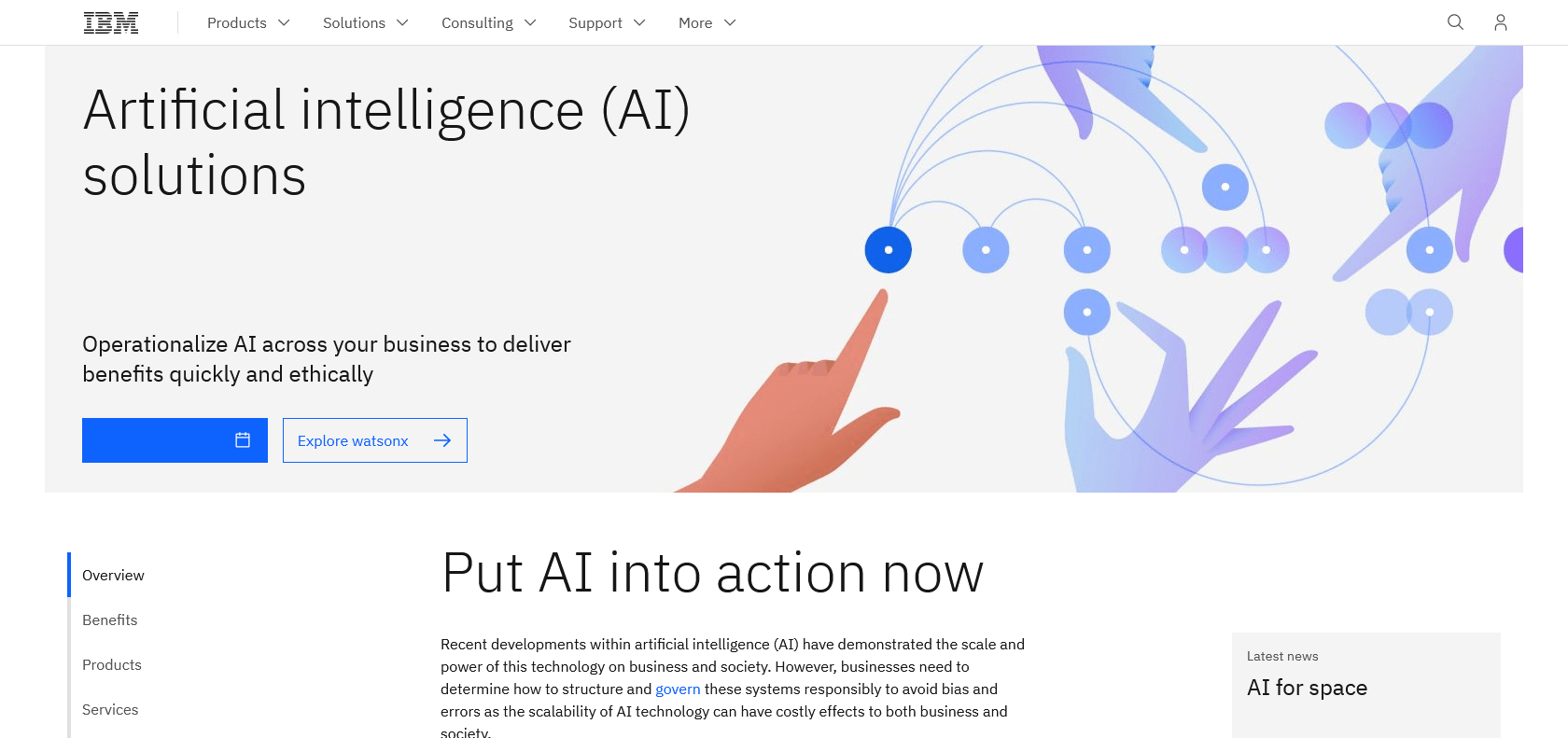 Screenshot of IBM Cloud AI Website