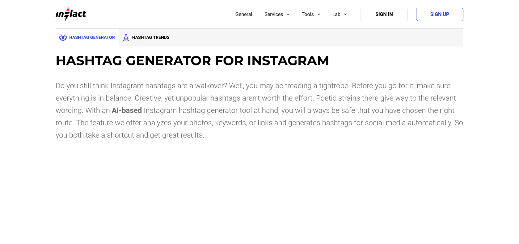 Screenshot of INFLACT Website