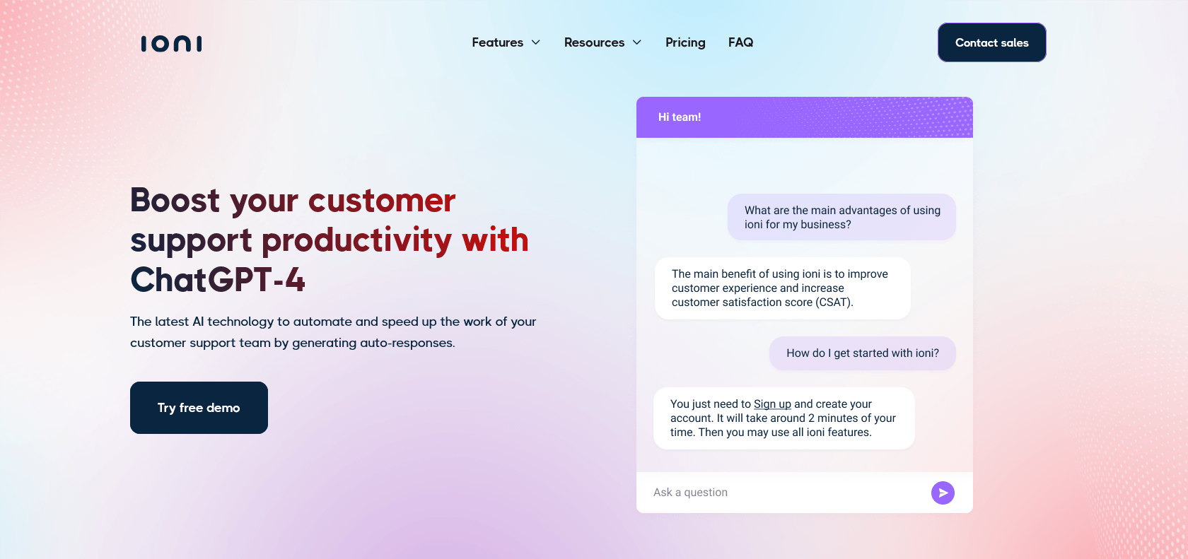 Screenshot of IONI Website