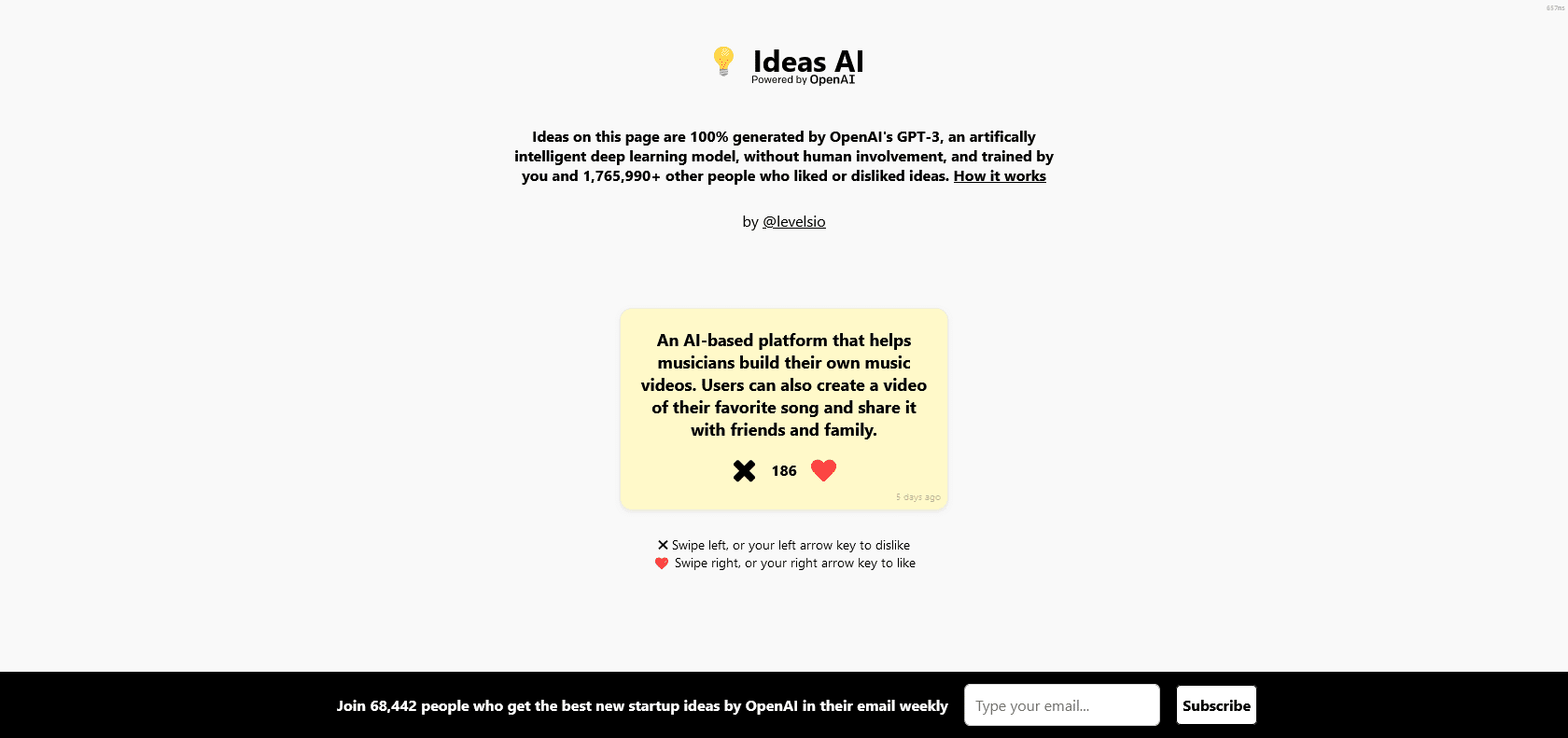 Screenshot of IdeasAI Website