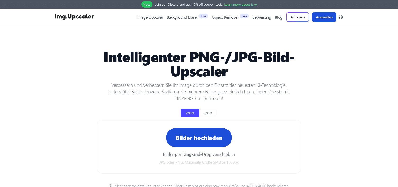 Screenshot of Img Upscaler Website