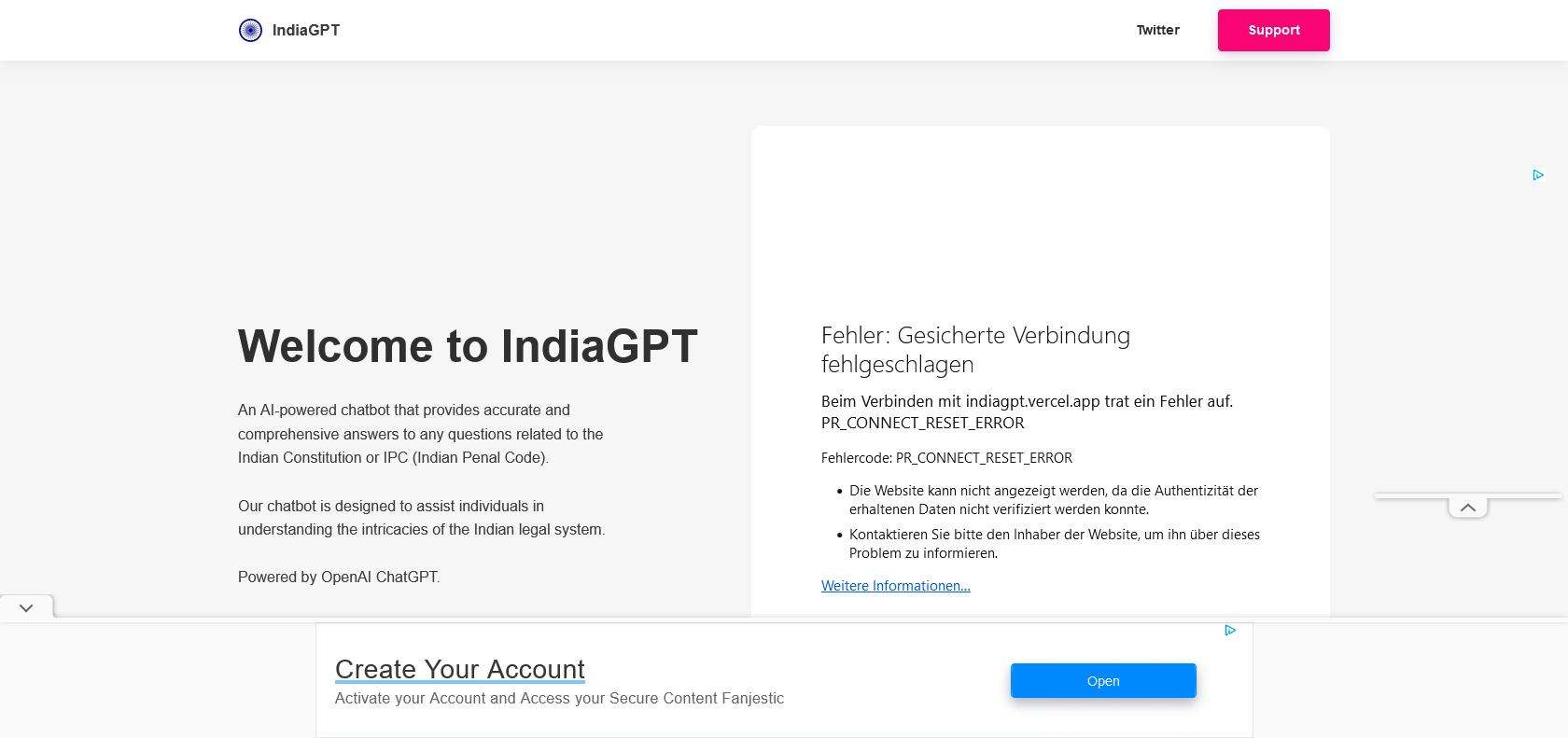 Screenshot of IndiaGPT Website