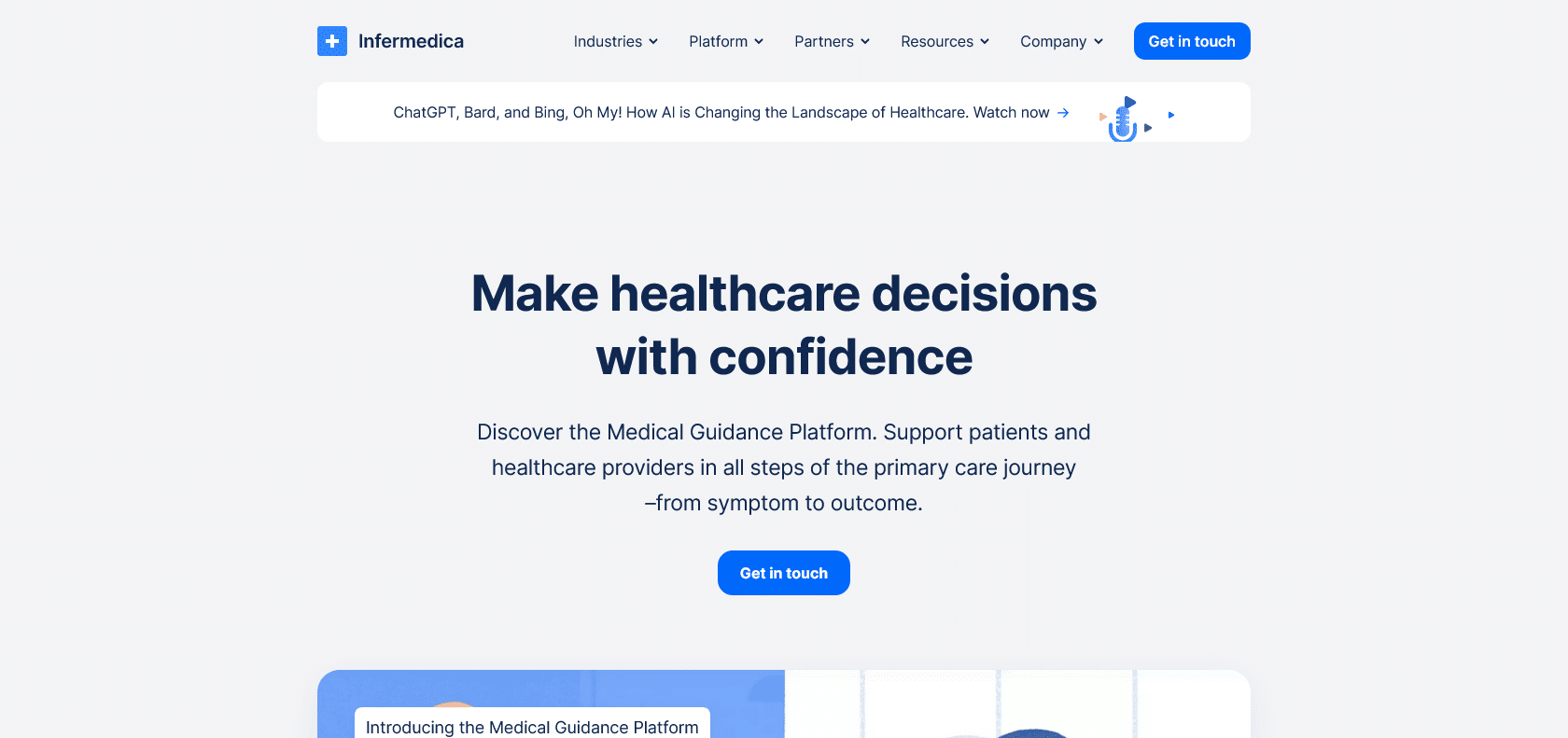 Screenshot of Infermedica Website