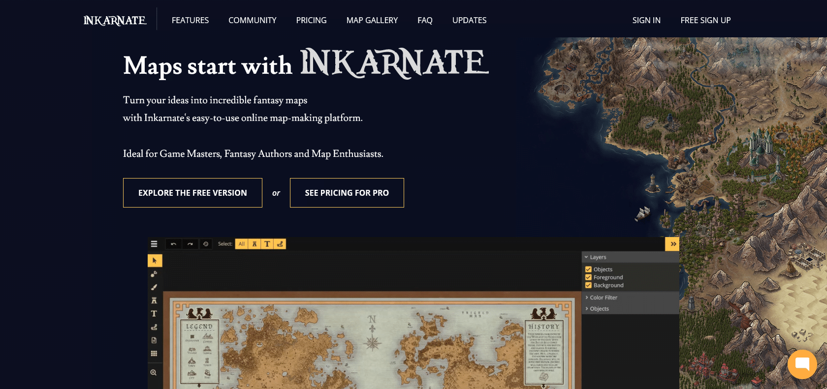 Screenshot of Inkarnate Website