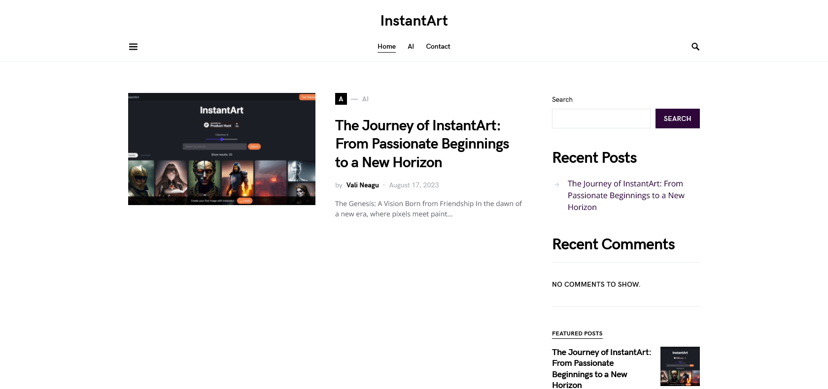 Screenshot of InstantArt Website