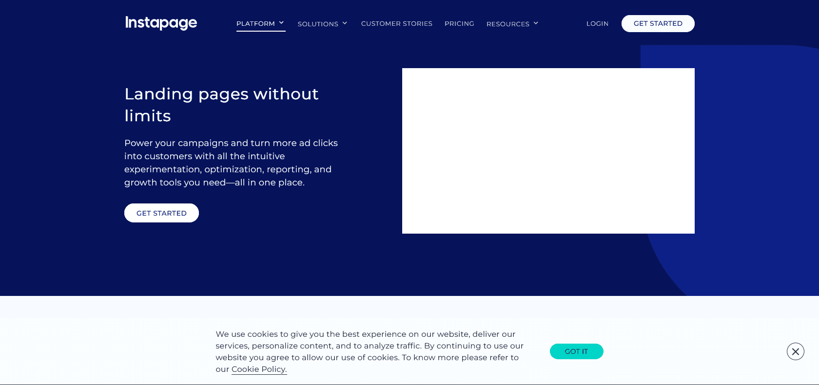Screenshot of Instapage Website