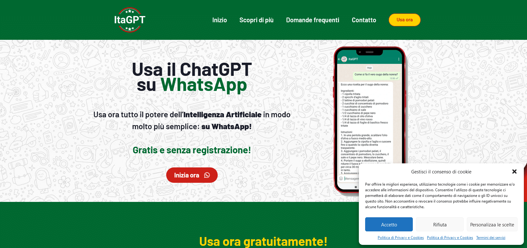 Screenshot of ItaGPT Website