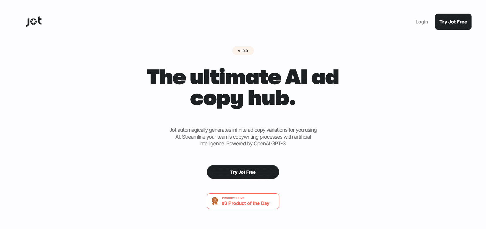 Jot: Automate Copywriting with GPT-3 AI and Intuitive Dashboard