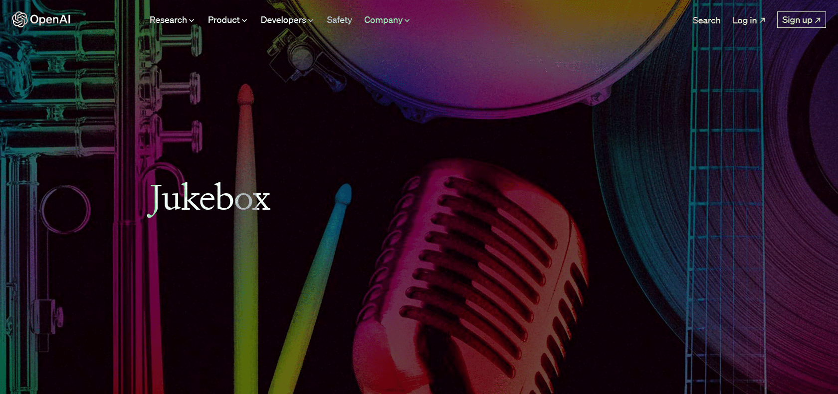 Screenshot of Jukebok by OpenAI Website