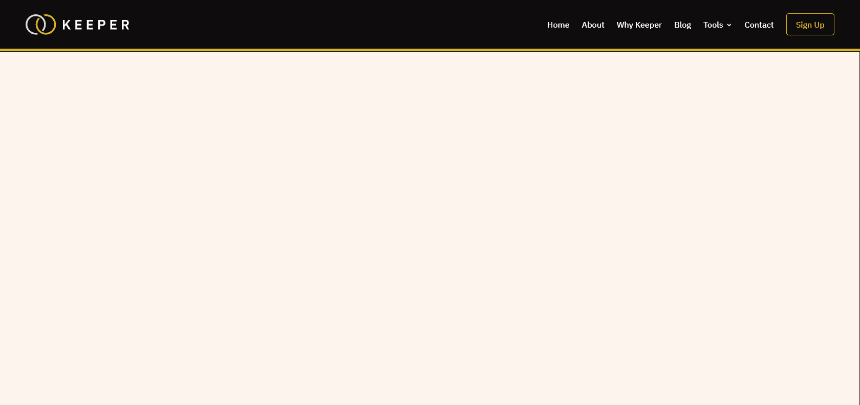 Screenshot of Keeper Website