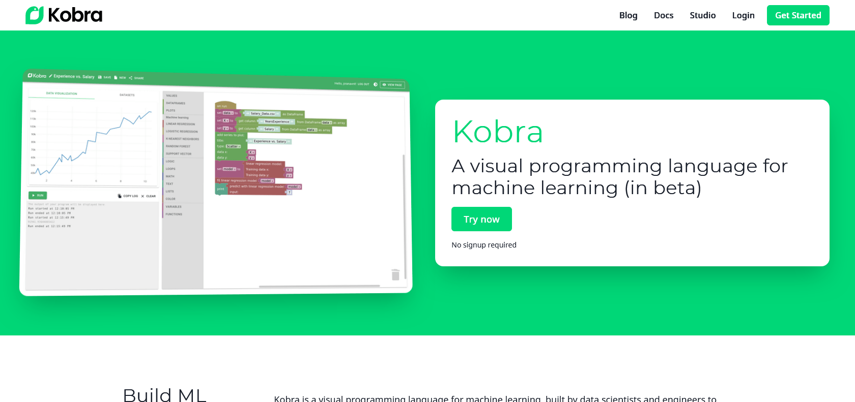 Screenshot of Kobra Website