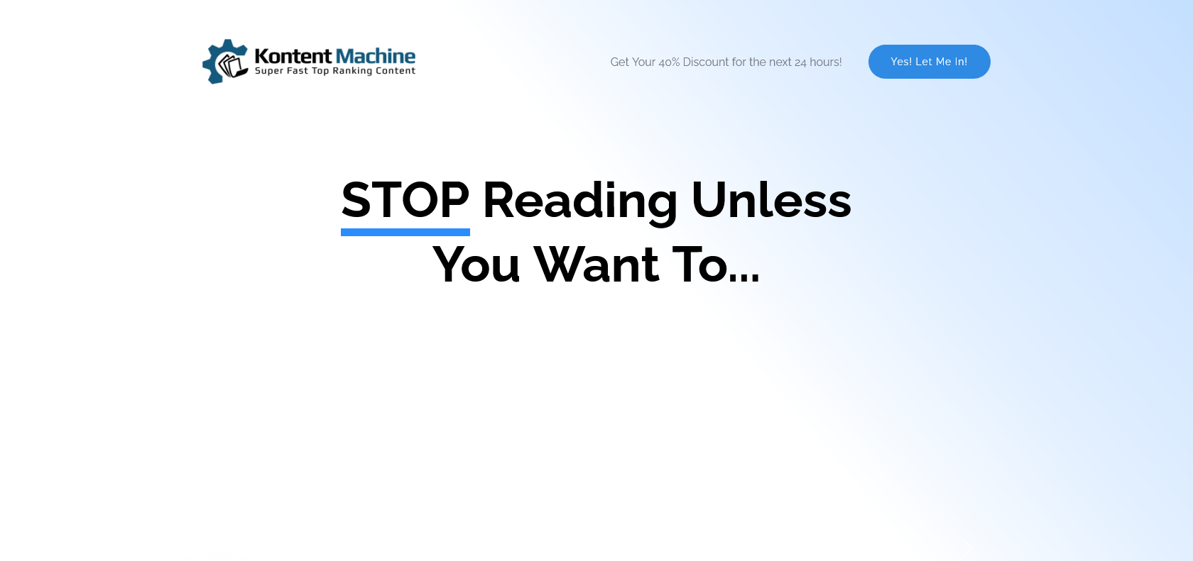 Screenshot of Kontent Machine Website