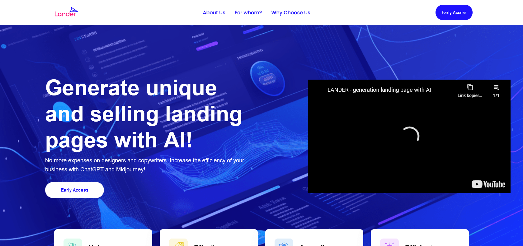 Screenshot of Lander Website