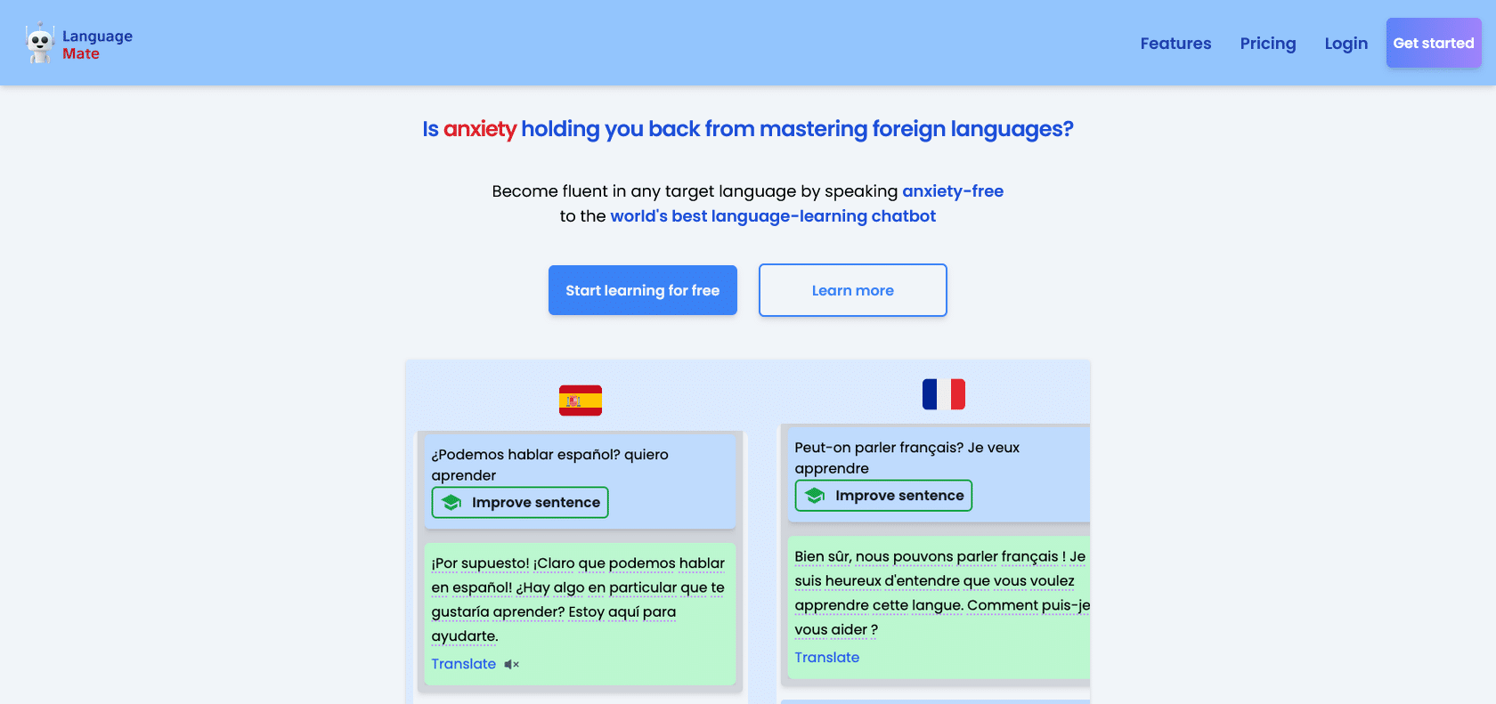 Screenshot of LanguageMate Website