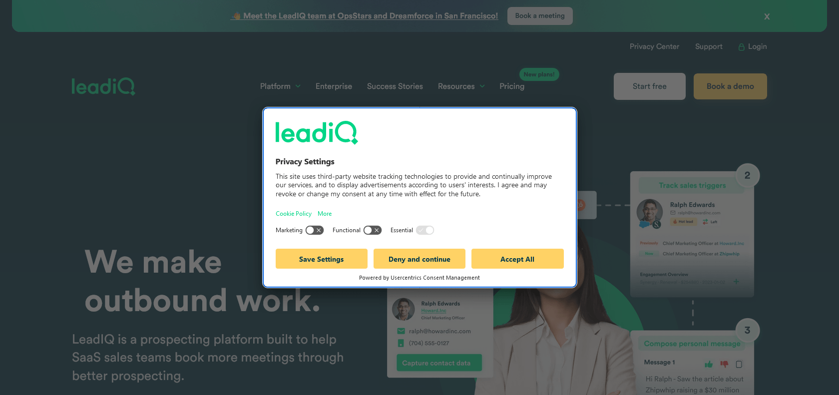 Screenshot of LeadIQ Website