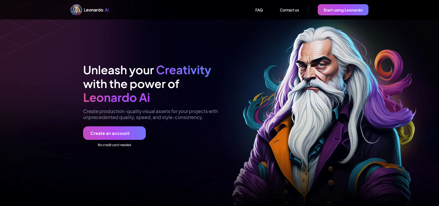 Screenshot of Leonardo.Ai Website