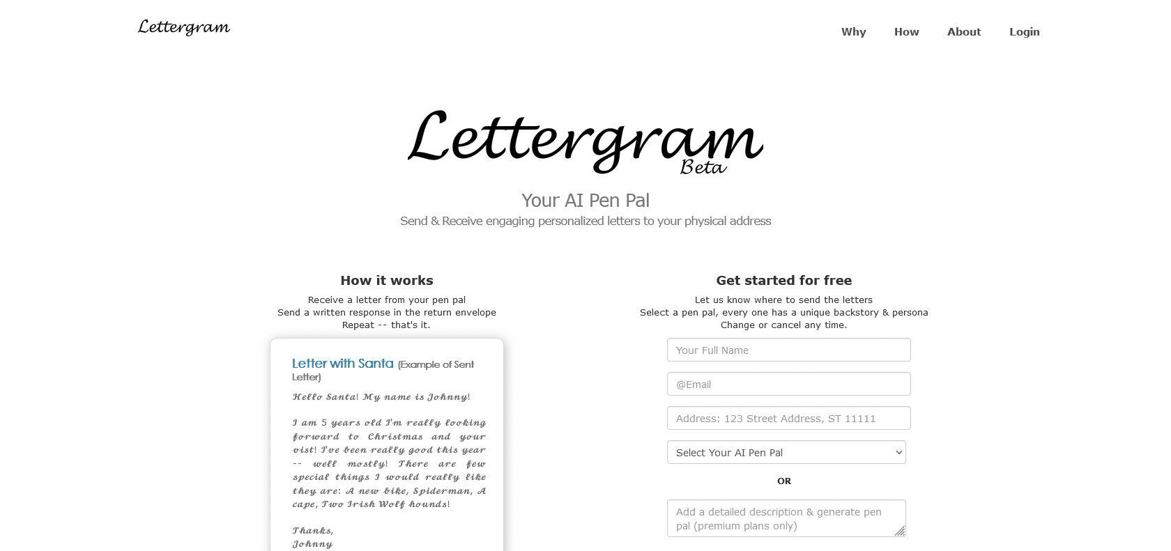 Screenshot of Lettergram Website
