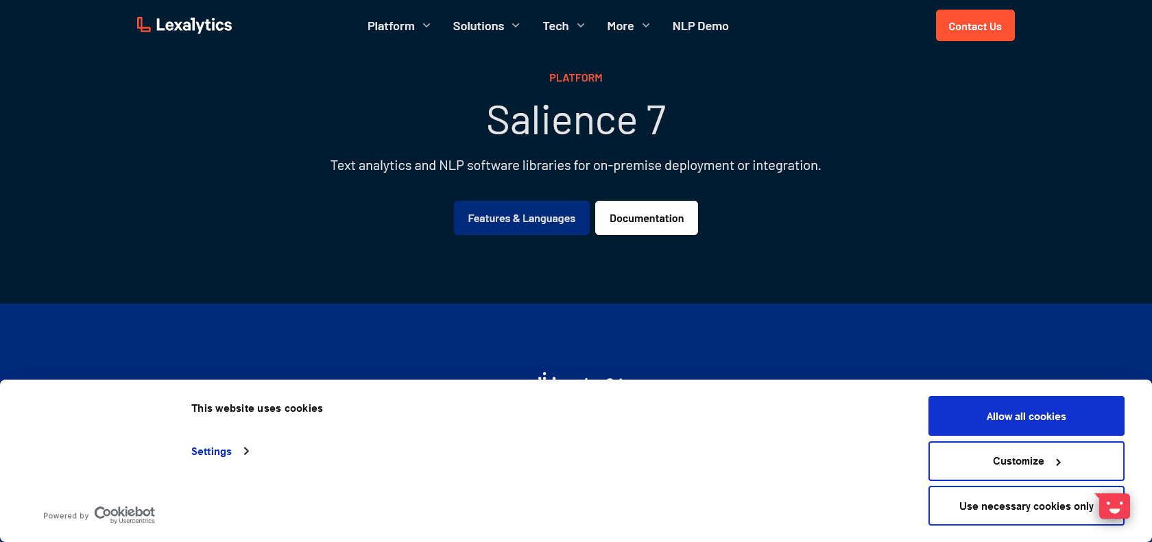 Screenshot of Lexalytics Salience6 Website