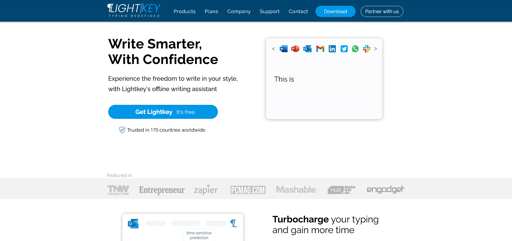 Screenshot of Lightkey Website