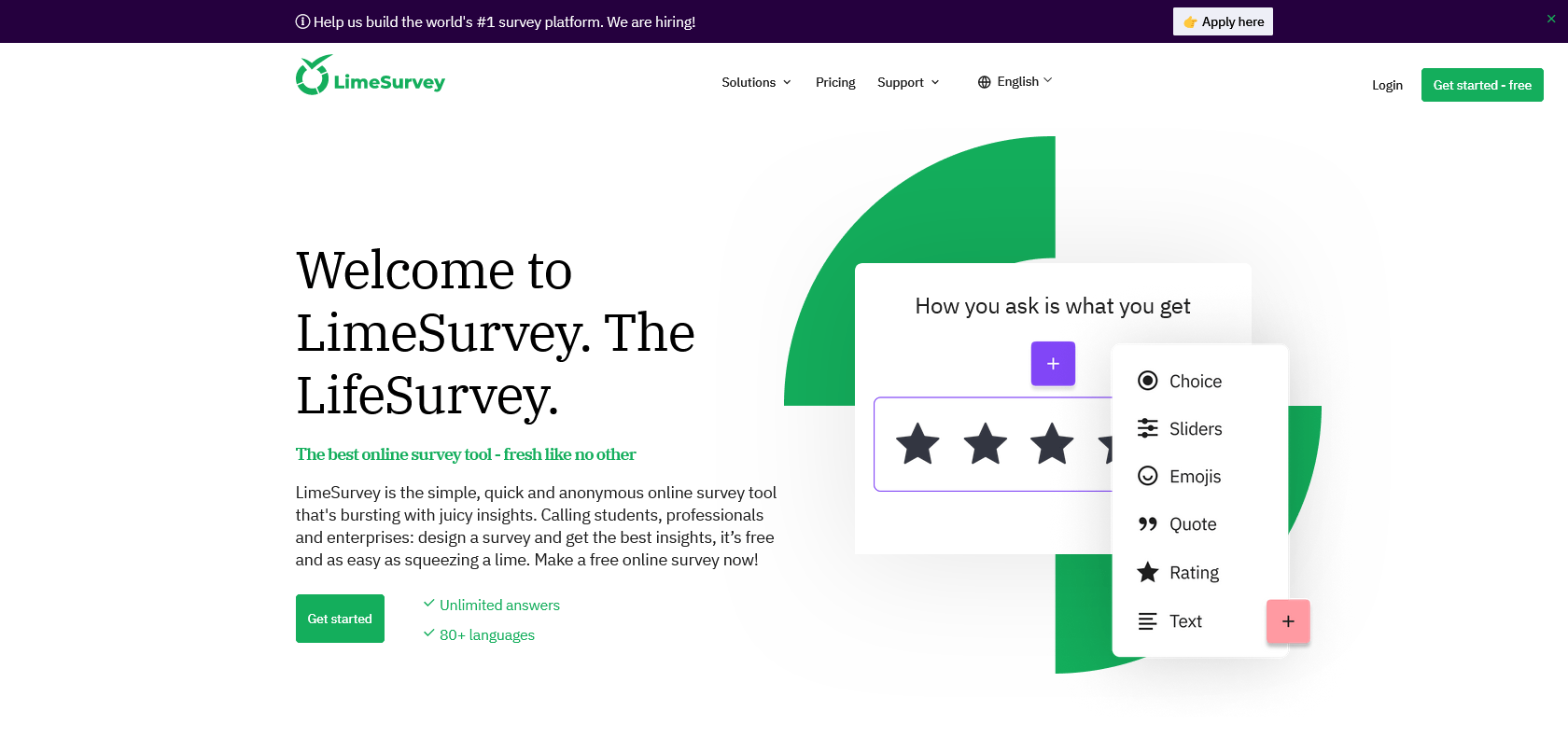 Screenshot of Lime Survey Website