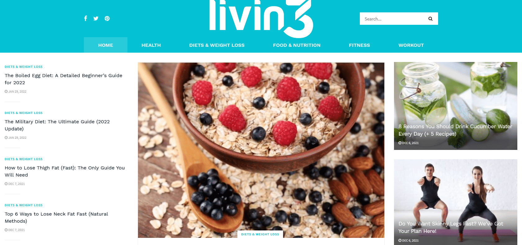 Screenshot of Livin3 Website