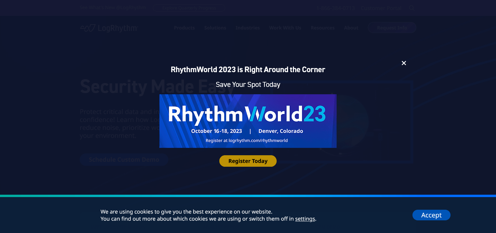 Screenshot of LogRhythm Website