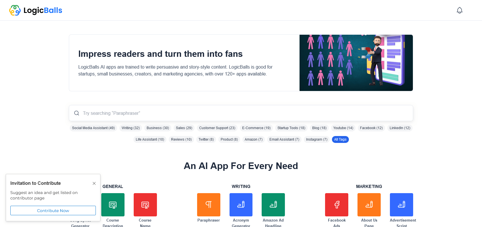Screenshot of Logicballs Website