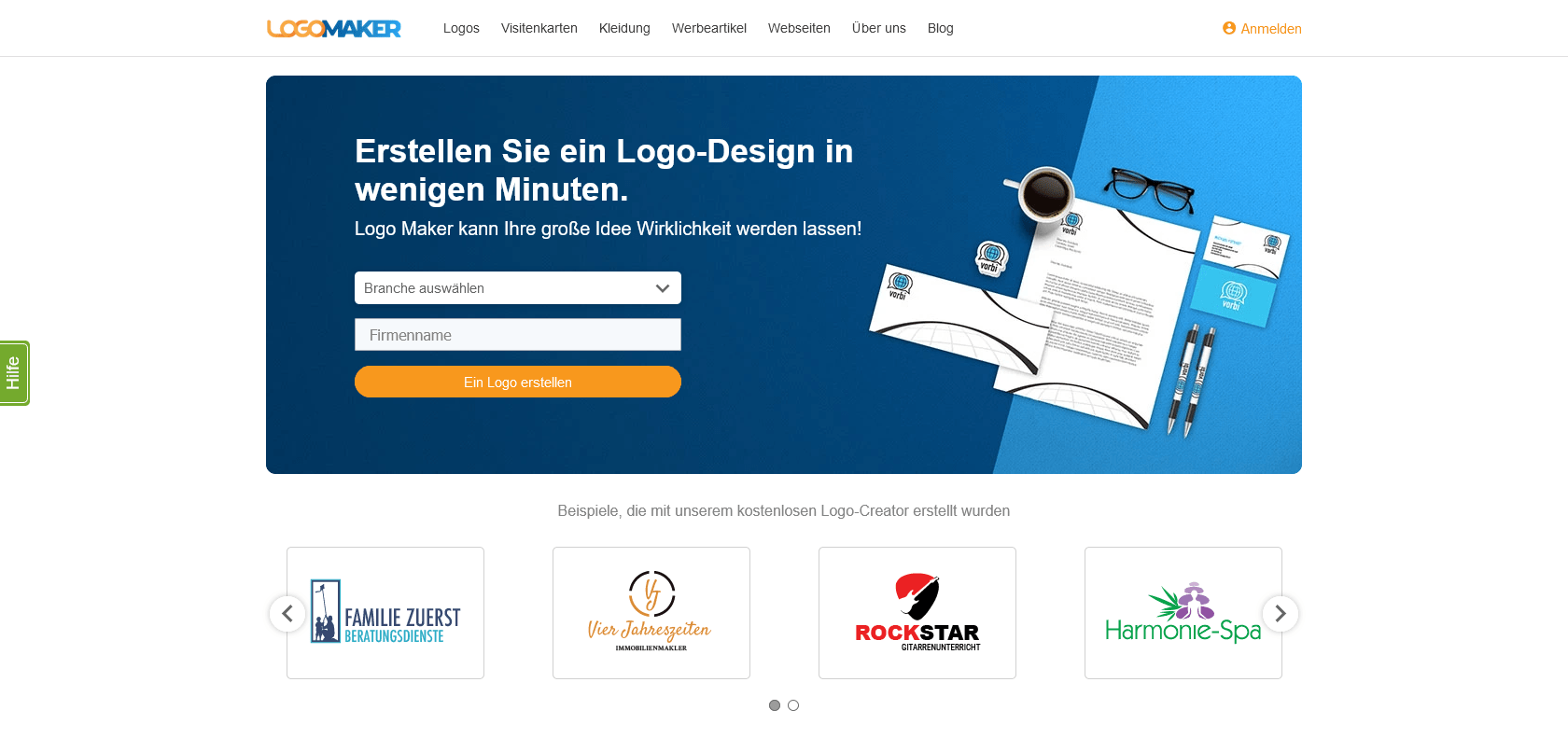 Screenshot of Logo Maker Website