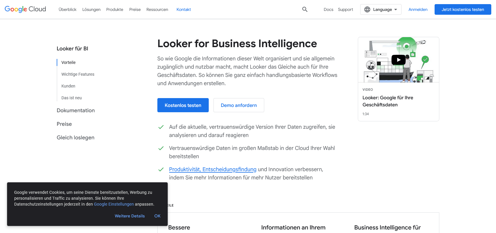 Screenshot of LookML Website