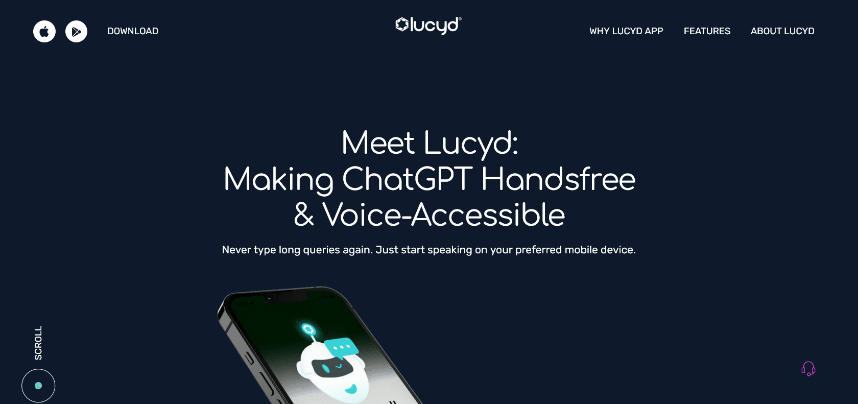 Screenshot of Lucyd App Website