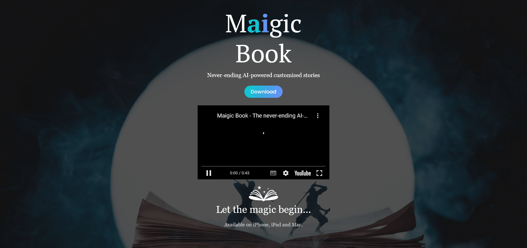 Screenshot of Maigic Book Website