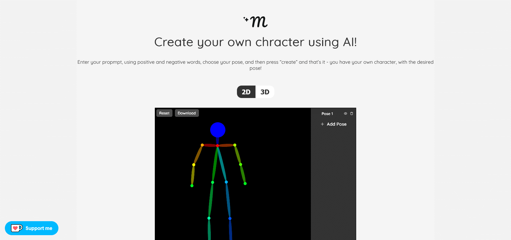 Screenshot of Makepose Website