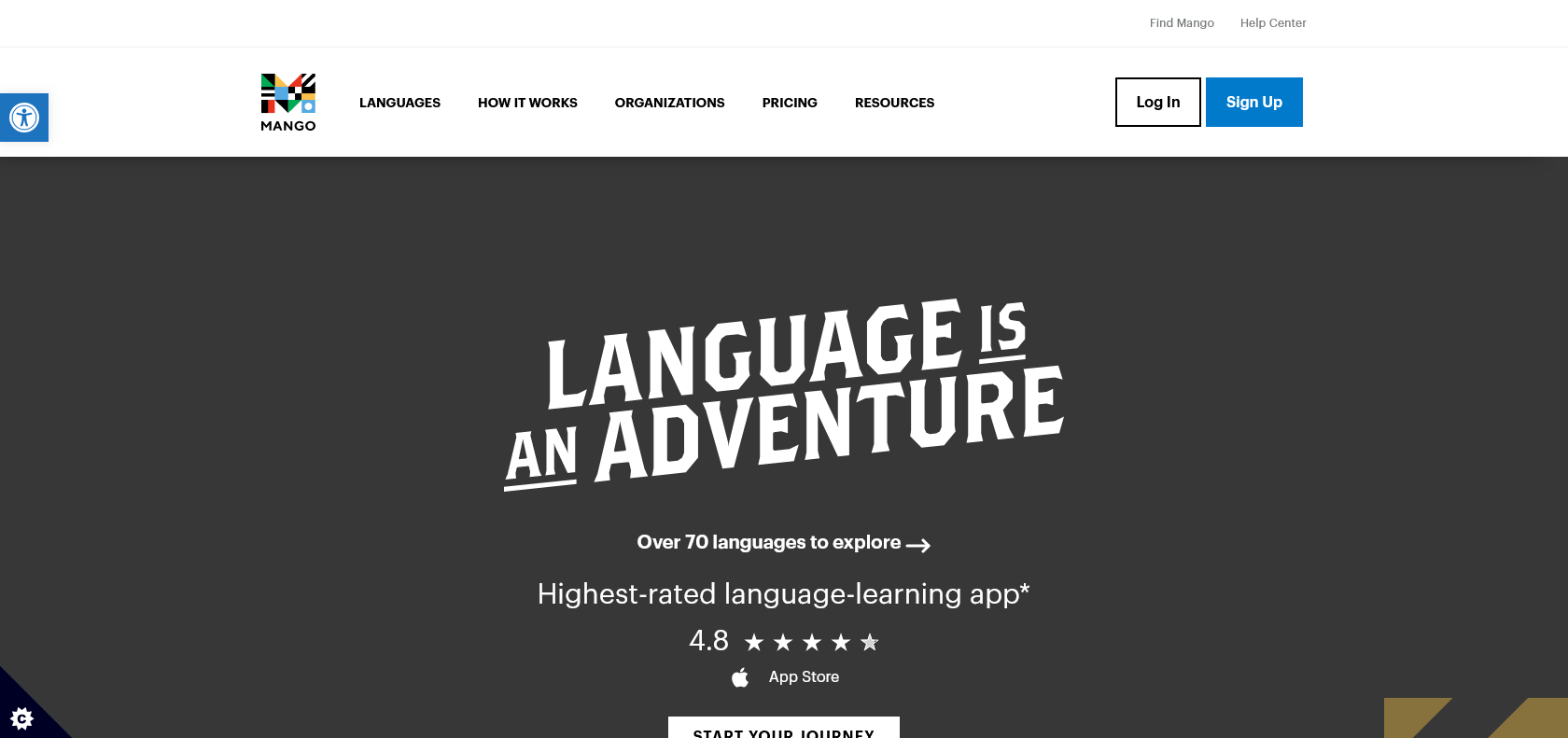 Screenshot of Mango Languages Website