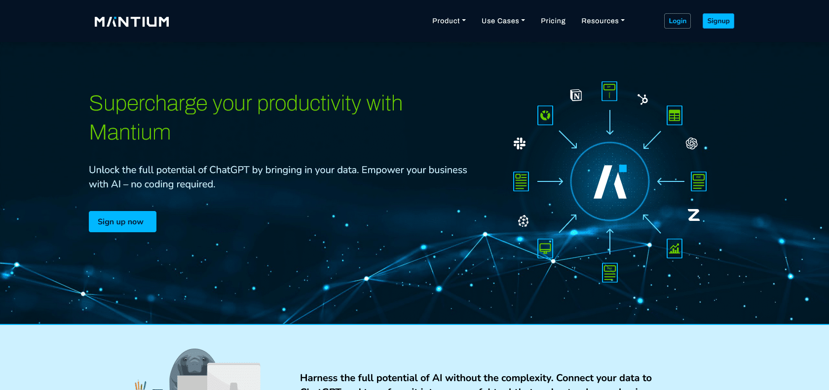 Screenshot of Mantium Website