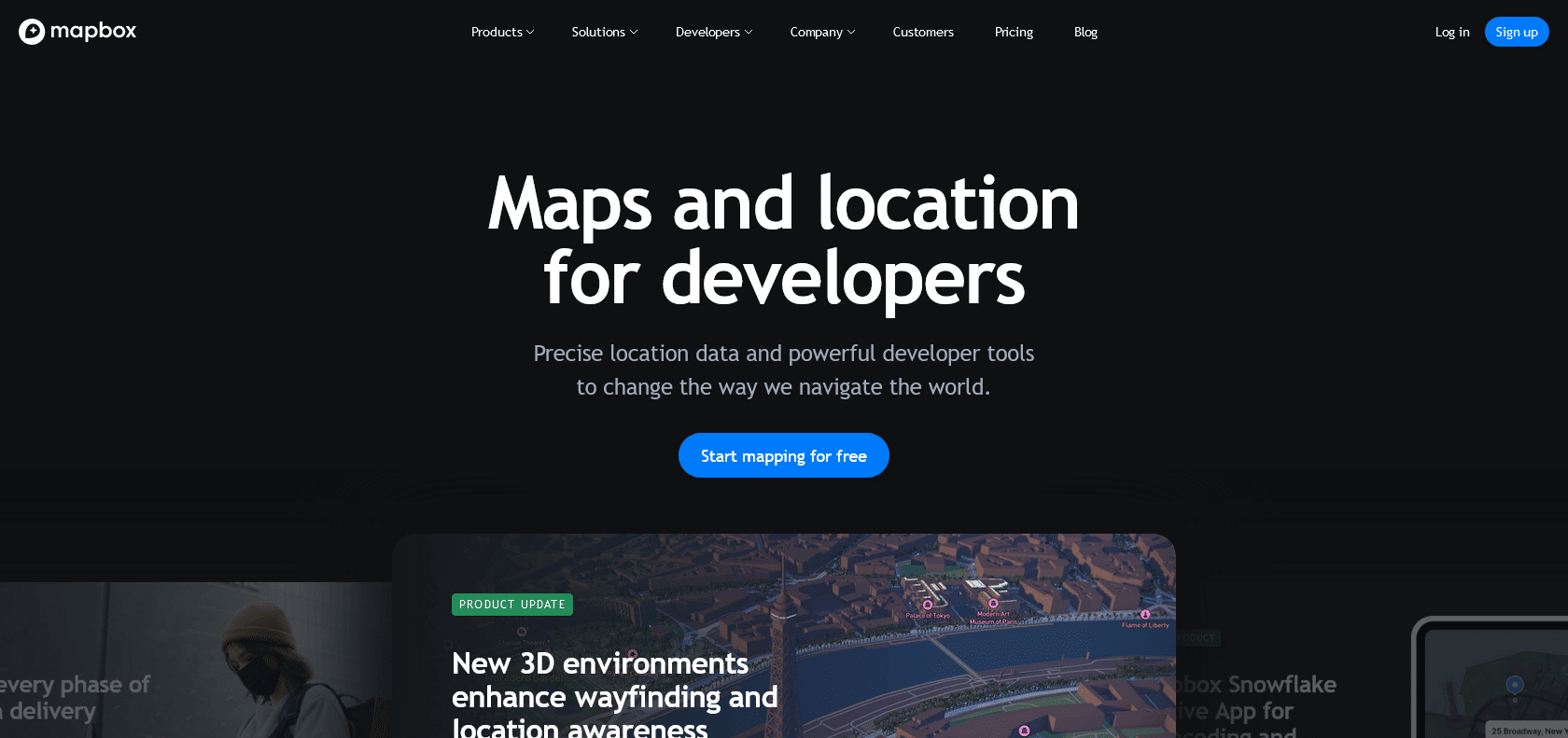 Screenshot of Mapbox Website