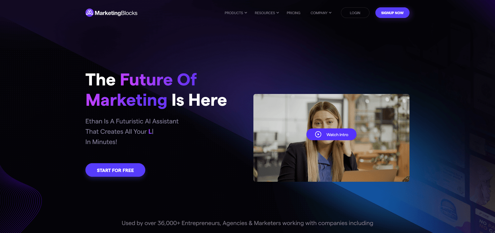 Screenshot of MarketingBlocks AI Website