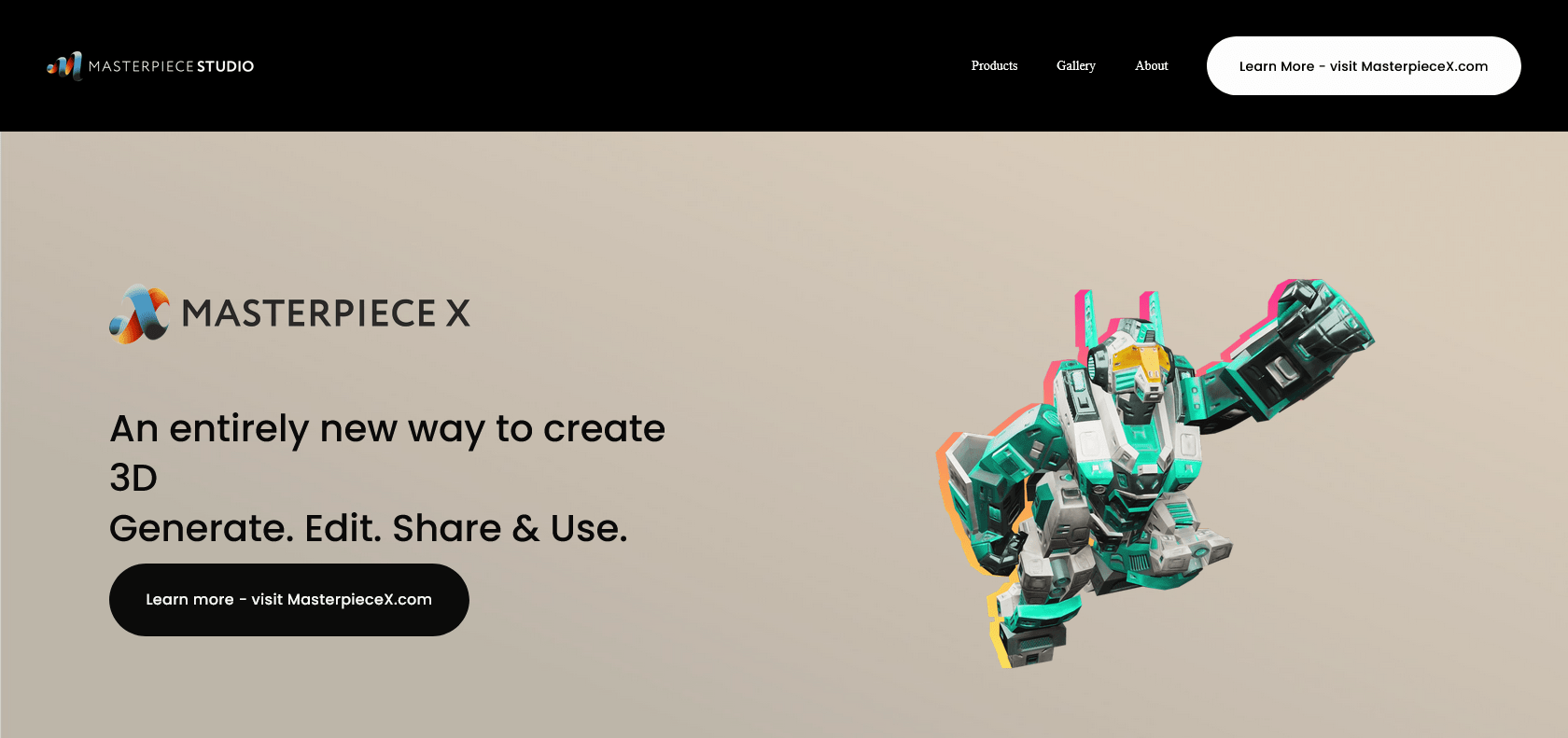 Screenshot of Masterpiece Studio Website