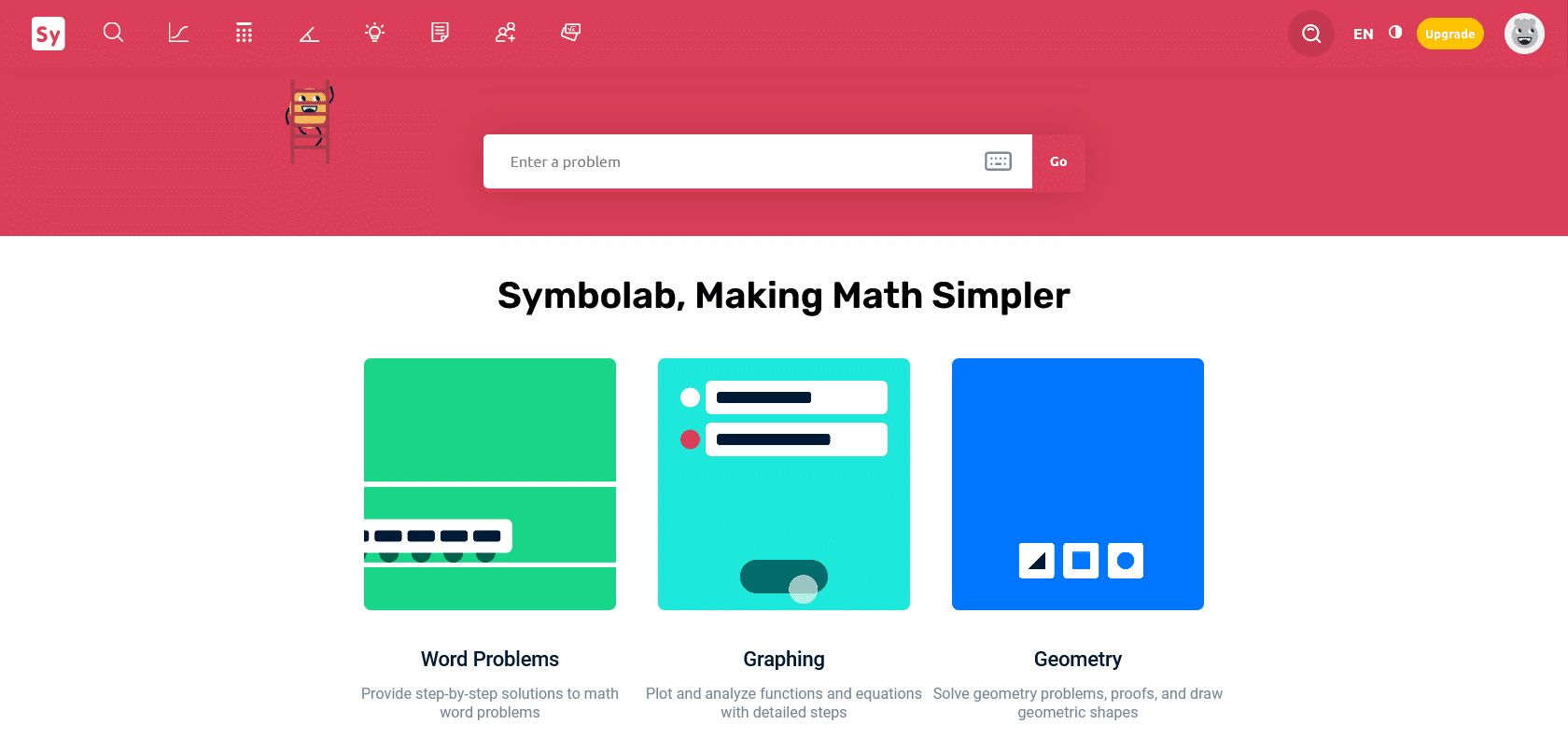Screenshot of Mathway Symbolab Website