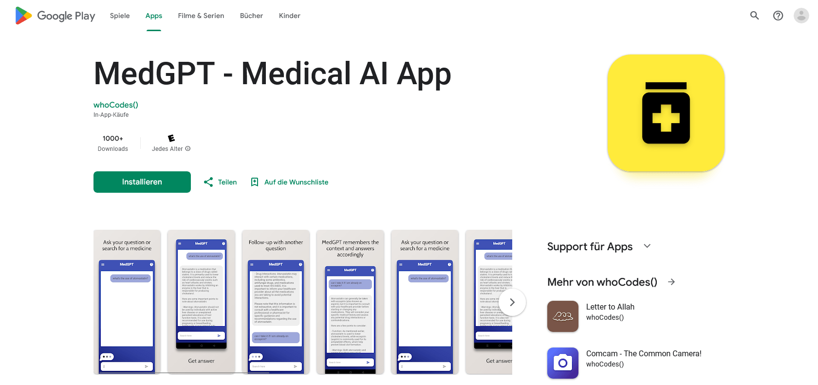 Screenshot of MedGPT - AI Medication Guide Website