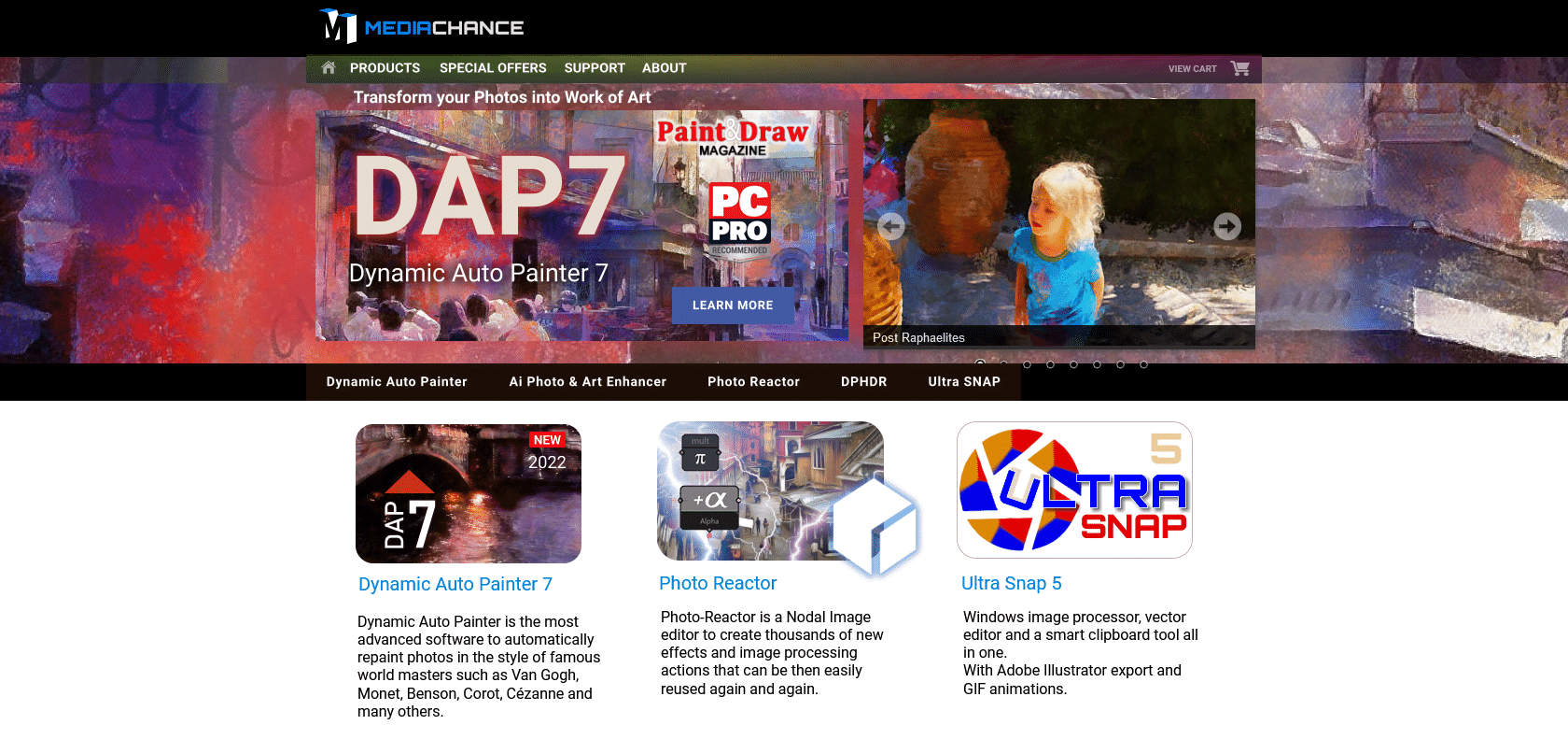 Screenshot of Mediachance Website