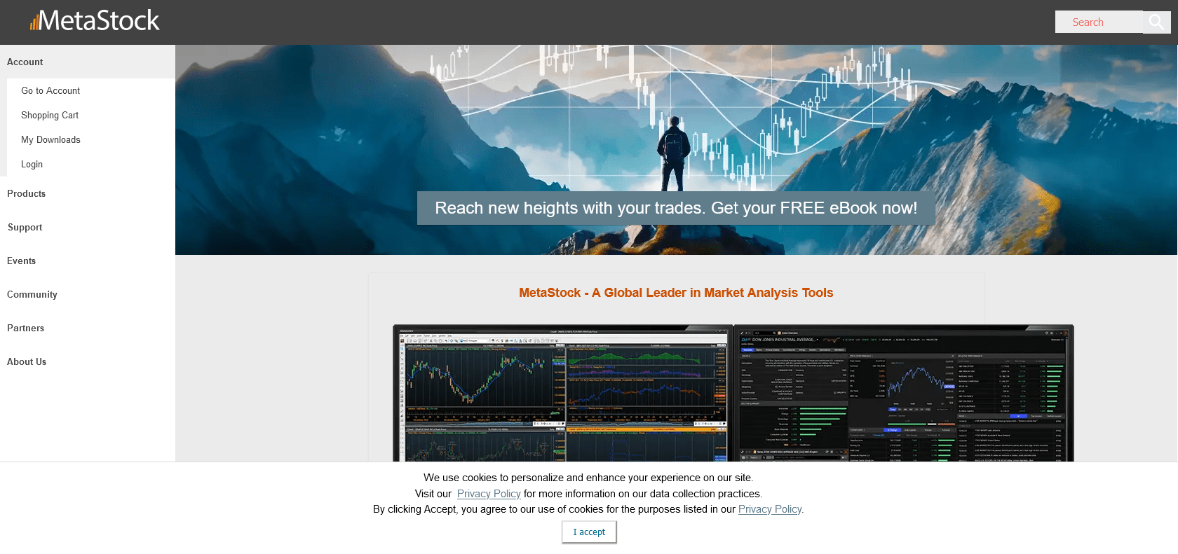 Screenshot of MetaStock Website