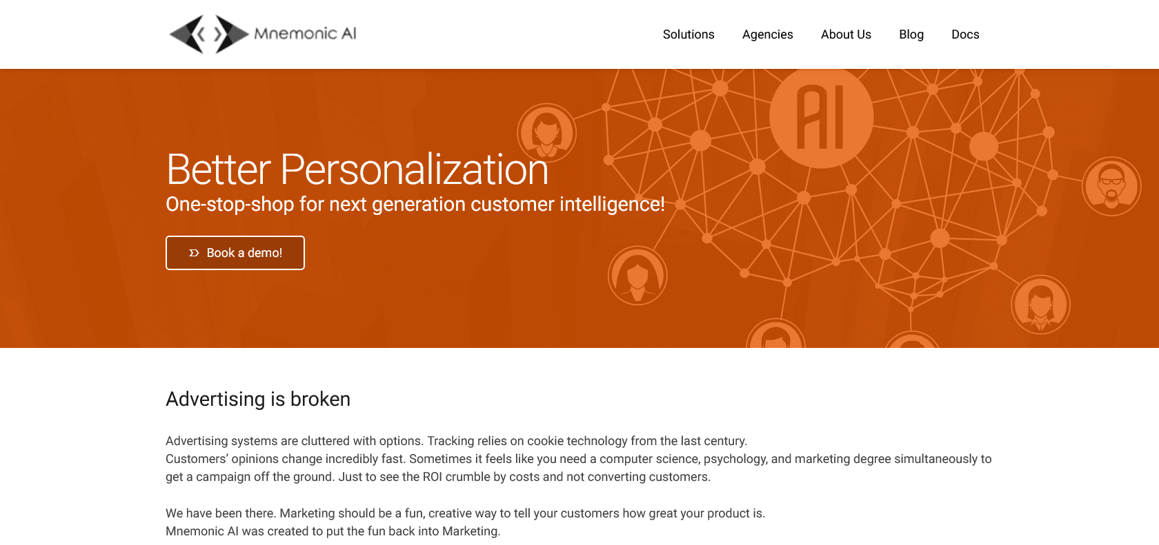 Screenshot of Mnemonic AI Website