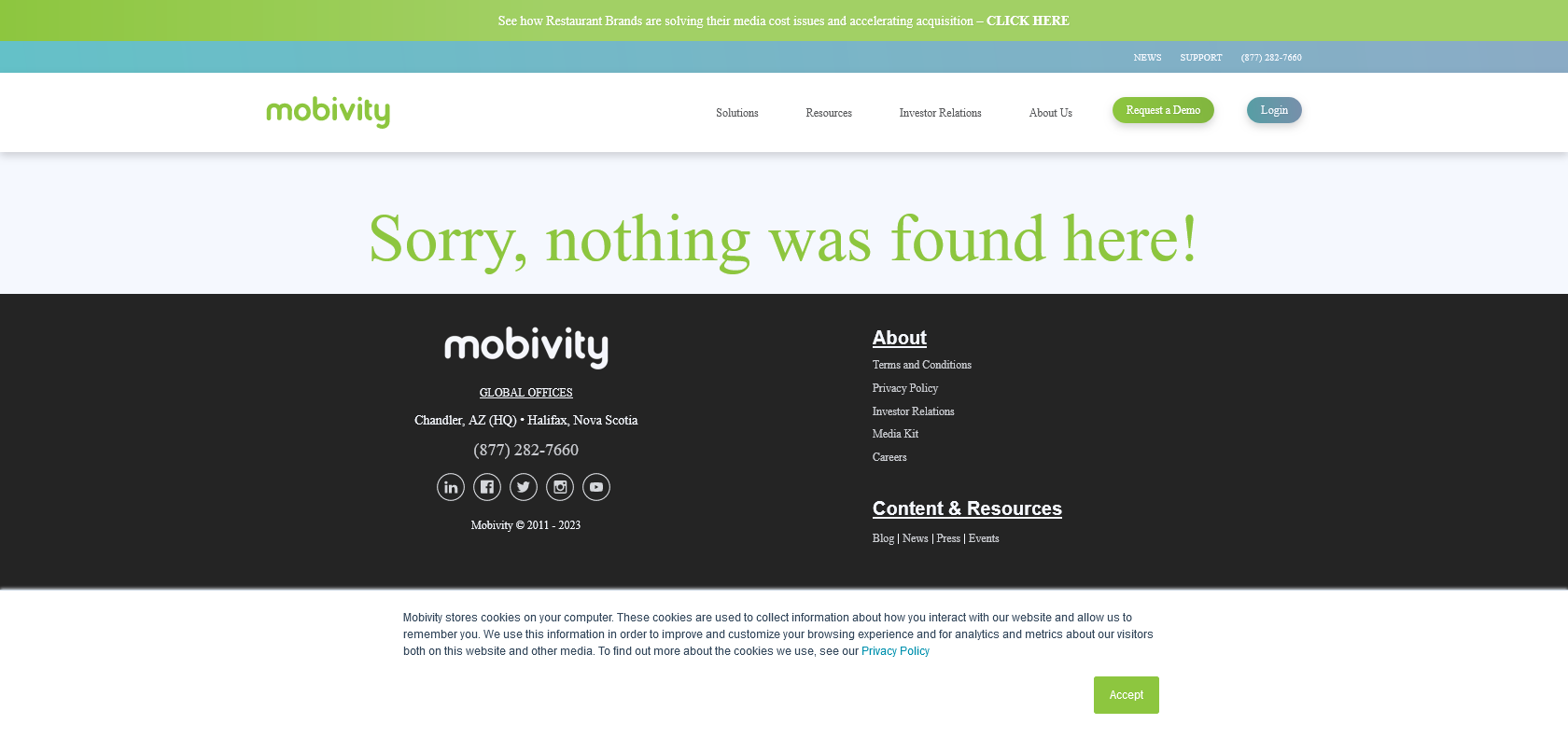 Screenshot of Mobivity Merchent Console Website