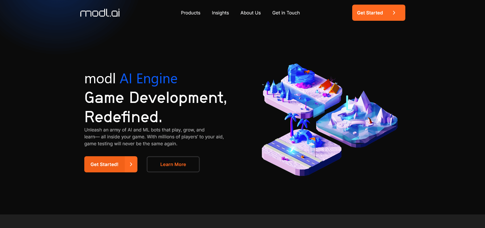 Screenshot of Modl AI Website