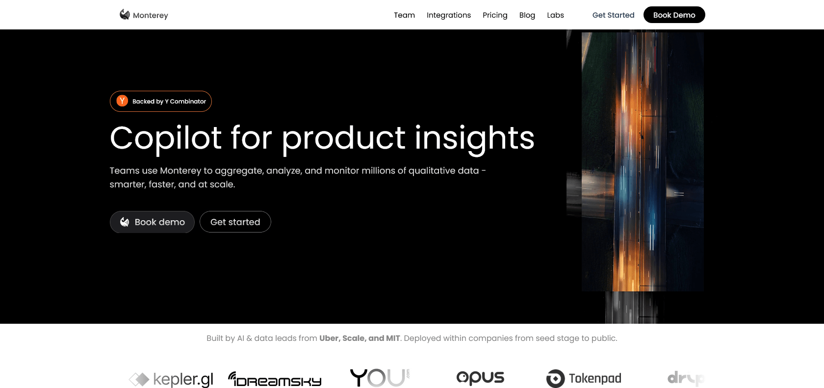 Screenshot of Monterey AI Website